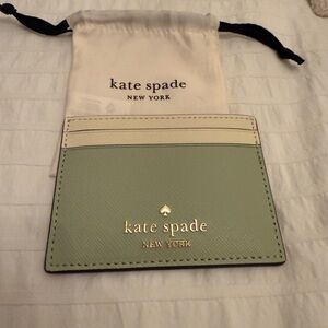 Kate Spade Green and Cream Card Holder